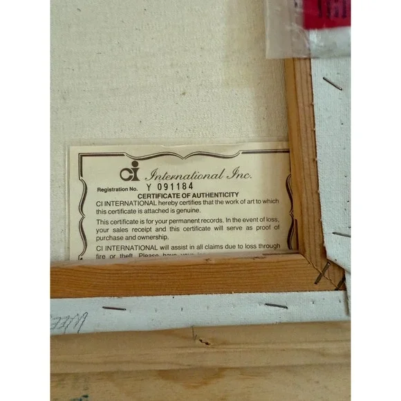 Vintage P. Wong Chinese Junk Boats Oil Painting On Canvas Authentic 17